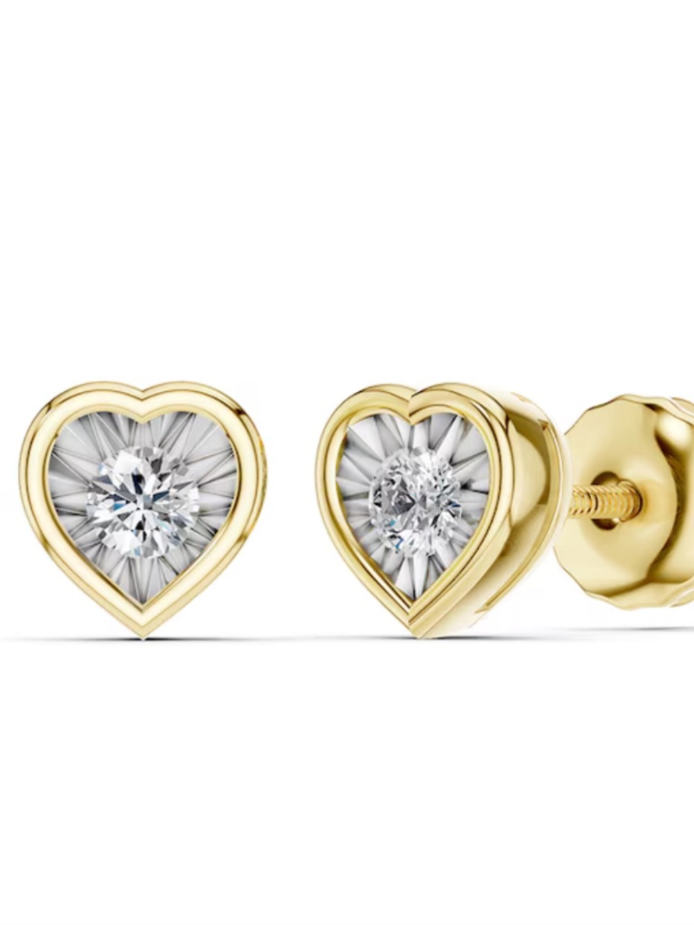 10K Gold 1/10 CT. T.W. Lab-Grown Diamond Heart Studs